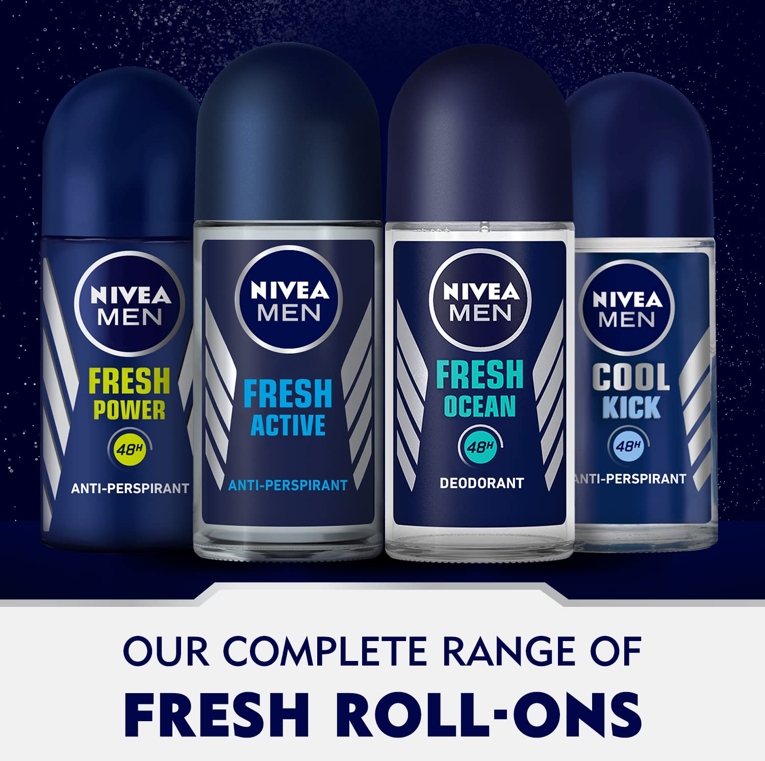 NIVEA MEN Cool Kick Roll-On Deodorant 50ml – Up to 48h Sweat & Odour Protection with a Refreshing Cooling Fresh Scent, Alcohol-Free Formula for an Instant Fresh Feel, Ideal for Active Men