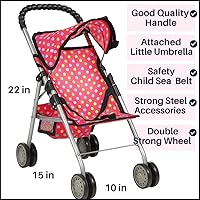 Vista 4 de fash n kolor® - cochecito para muñecas mi primer cochecito de muñecas de juguete - diseño de flores con canasta en la parte inferior - accesorios