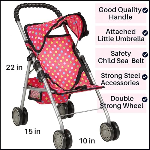 Miniatura 4 de fash n kolor® - cochecito para muñecas mi primer cochecito de muñecas de juguete - diseño de flores con canasta en la parte inferior - accesorios