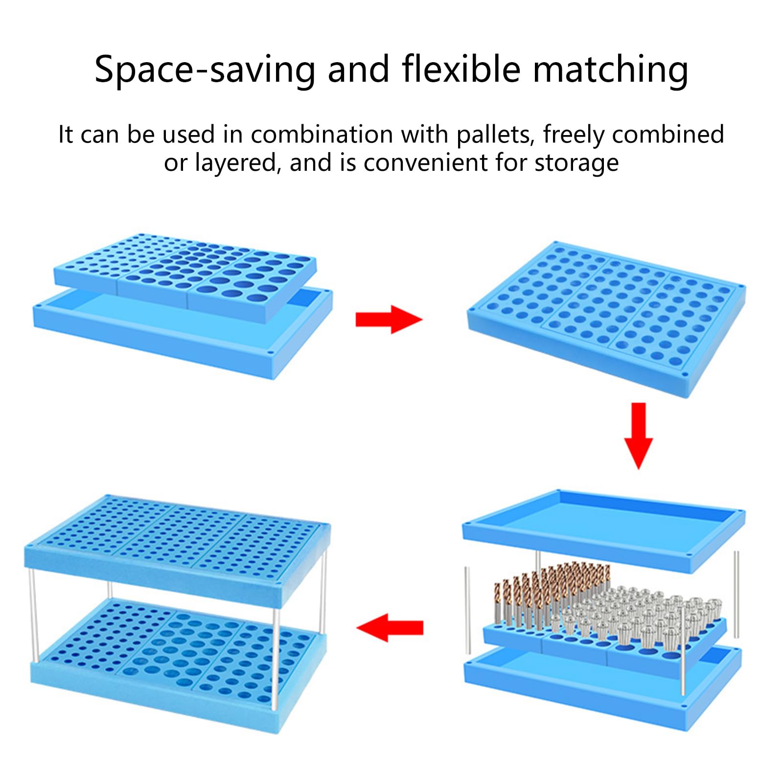 Organizzatori di utensili in ABS di grado industriale con fori da 4 mm 42 mm per stoccaggio e scatola di immagazzinaggio dello strumento di efficienza dell'officina