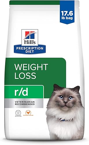 Hill's Prescription Diet rd Reducción de Peso Sabor de Pollo Alimento Seco para Gatos, Dieta Veterinaria, Bolsa de 17.6 lb
