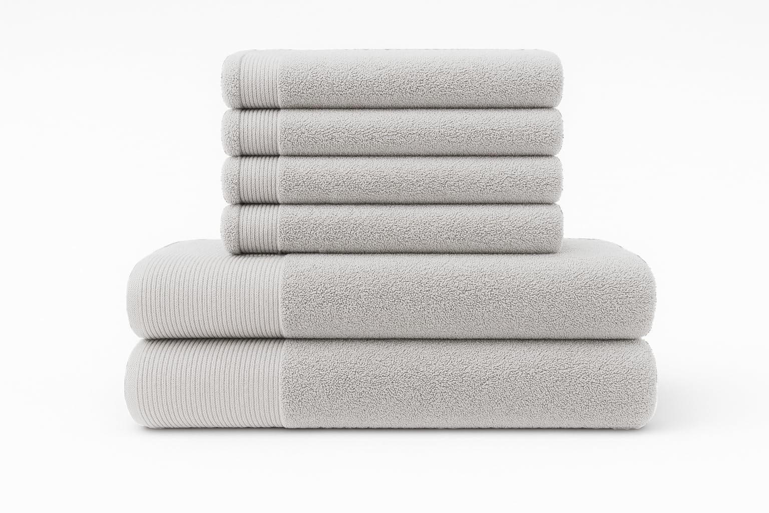 NOVOTEXTIL Juego Toallas Ducha 6 Piezas – 2 Ducha 70x140 + 4 Cara 30x50 – 100% Algodón 500 g/m² – Suaves y Alta Absorción (Blanco)