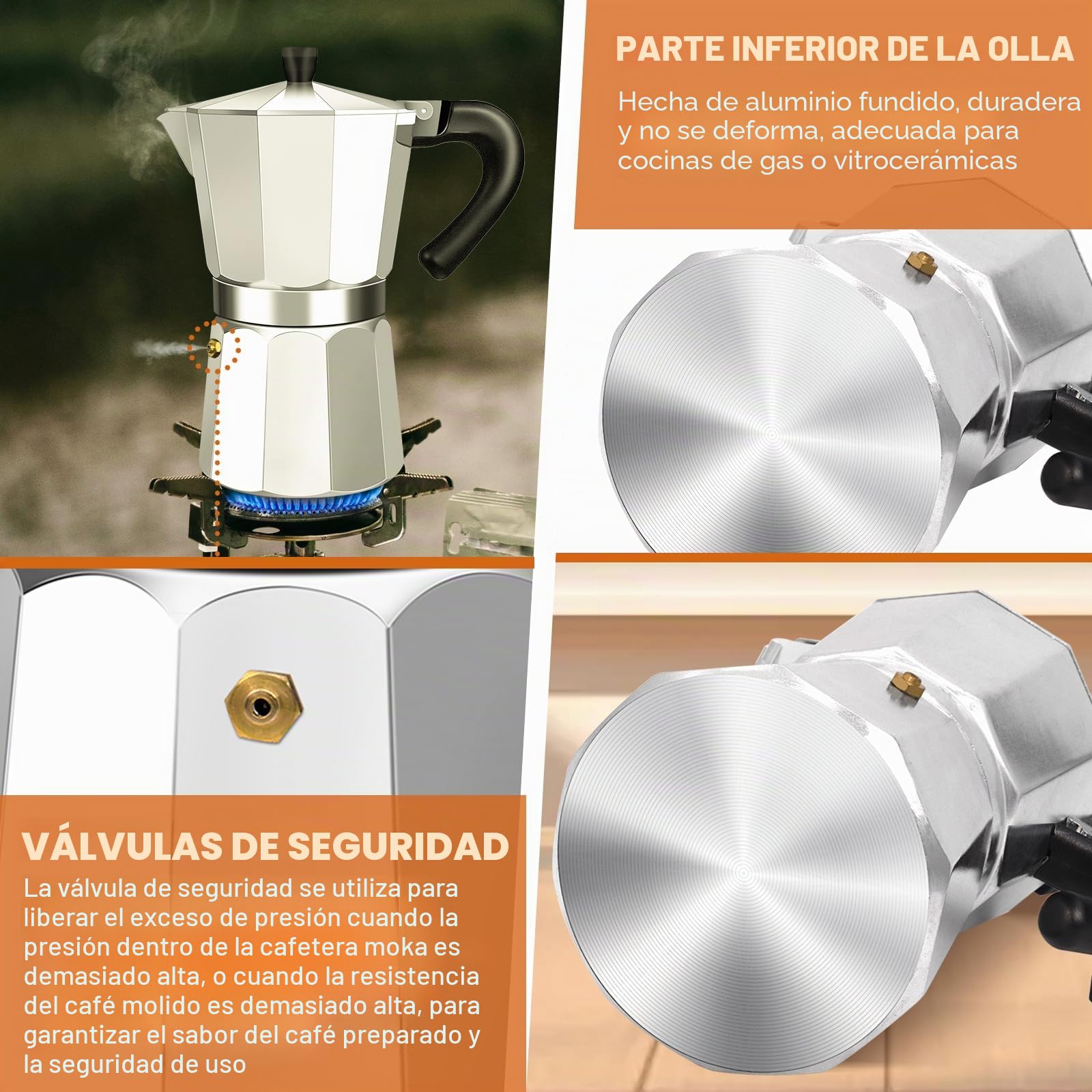 Cafetera Expresso Moka Pot Express de 14 Taza de Aluminio Percoladora Cafetera Moka Clásica Italiana Para Preparar Café Italiano y Cubano Para Casa y Camping 700ml 23oz