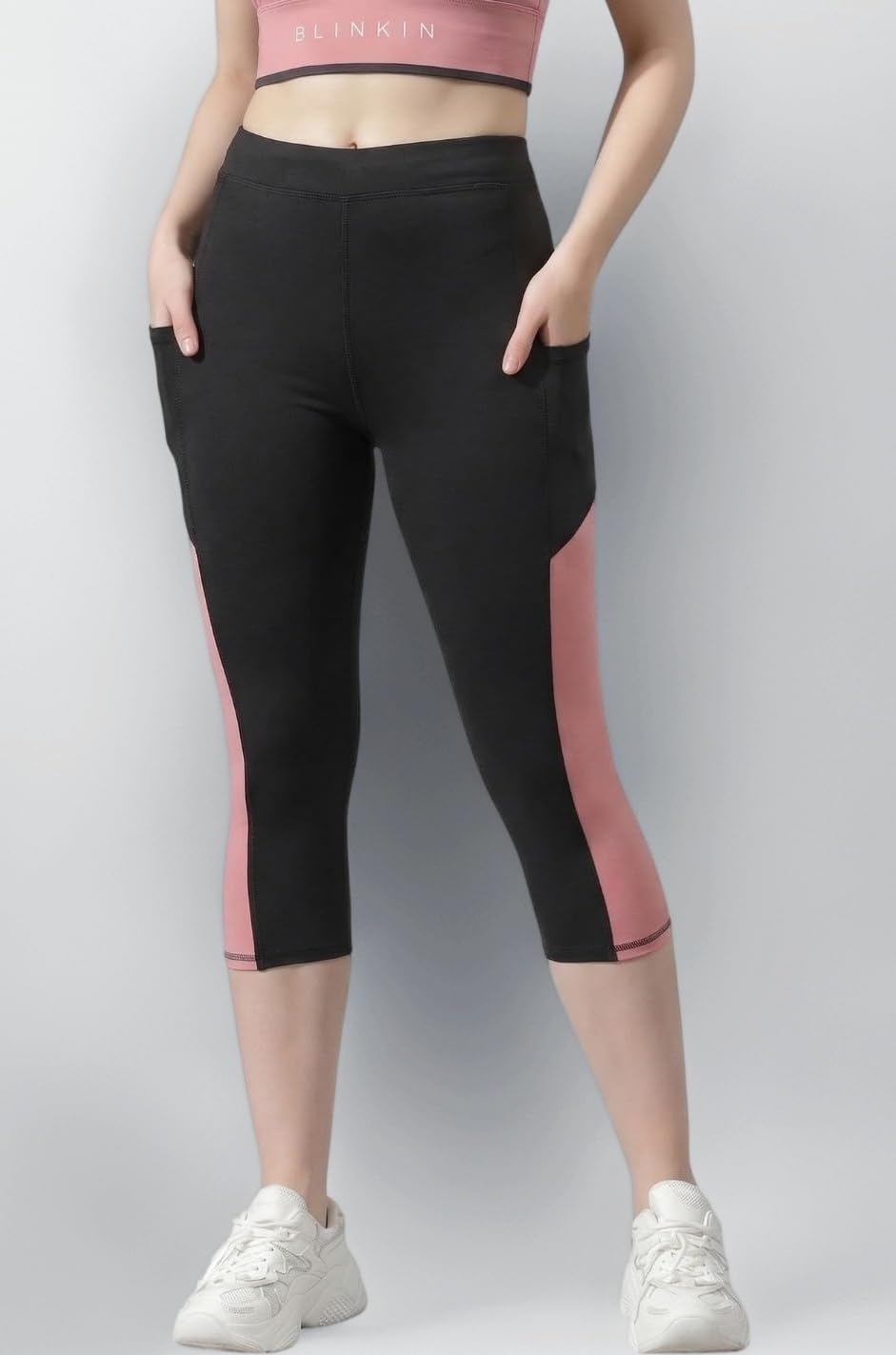 Women's 3/4 Gym Wear Tights for Women with Side Pockets : Perfect for Active Wear, Yoga & Cardio Workouts - The Ultimate Gym Pants for Woman Workout (Capri-258)