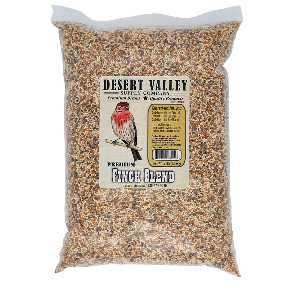 Desert Valley Finch Seed, All Natural, Non-GMO Premium Food for Domestic and Wild Finch, Songbirds, Buntings & More (5 Pounds)