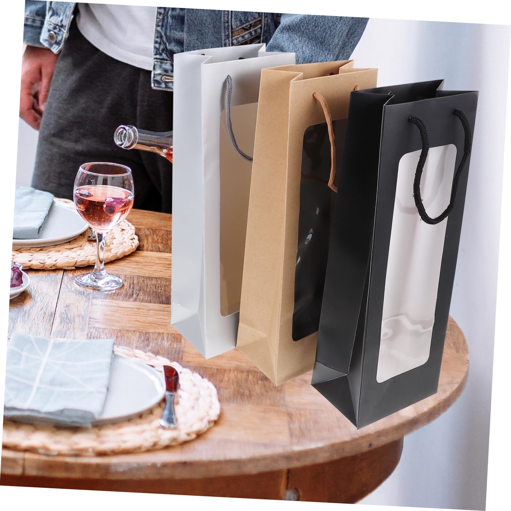 Amosfun 5 Ensembles À Vin Anniversaire De Bouteille De Vin Pochette Sachet Range Bouteille Porte Bouteille De Vin Rouge Porte-bouteilles Papier 4 Pièces * 5