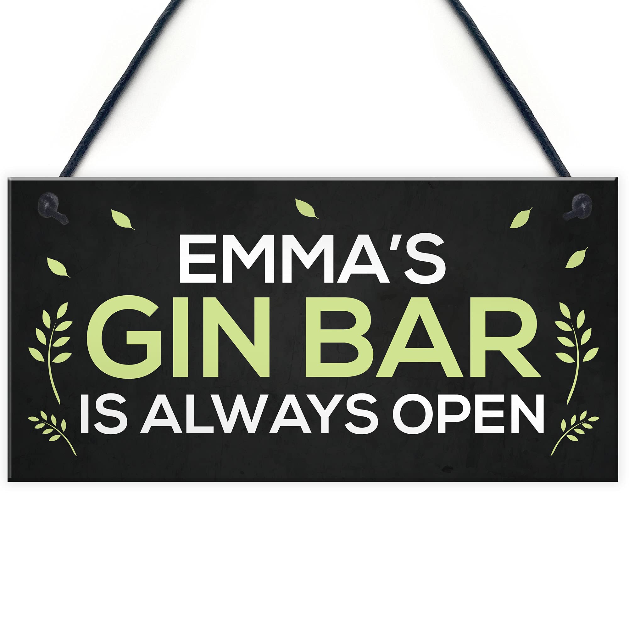Personalised Gin Bar Sign Open Hanging Plaque Home Bar Pub Sign Gift For Her