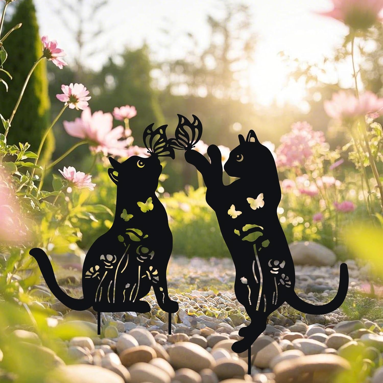 WONDER GARDEN Metal Cat Decor for Outside - 2 Pack Garden Stakes Decorative, Black Cat Silhouette Statues Lawn Ornaments Yard Art Patio Decor Women Men Mom Gifts - Image 9