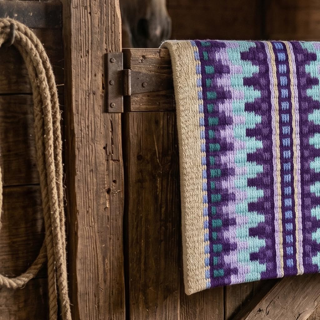 Western Show Saddle Pad/Blanket for Horses - Handmade Wool Saddle Blanket with New Zealand Design, Thick, Durable & Comfortable for Horse Riding (34” L x 34” W x 1) M72