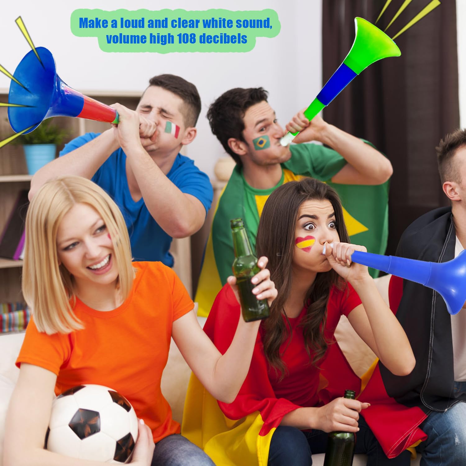 YiliYa 4 Pcs Vuvuzela Trompette Fanfare Cheerleading Corne Krachmacher Plastique Stade Match Football