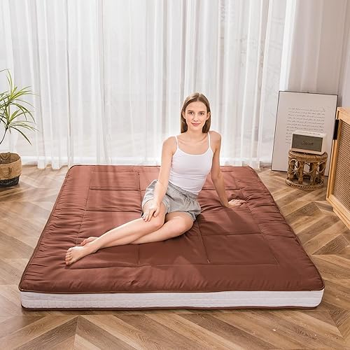 Miniatura 163 de MAXYOYO - Colchón tipo futón japonés, acolchado, para cama, extra grueso, plegable, transpirable, tumbona para el suelo, cama de invitados para Azul