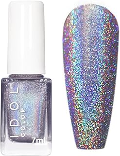 Holographic Nail Polish - Clear Laser Glitter Silver Polish - Long Lasti...