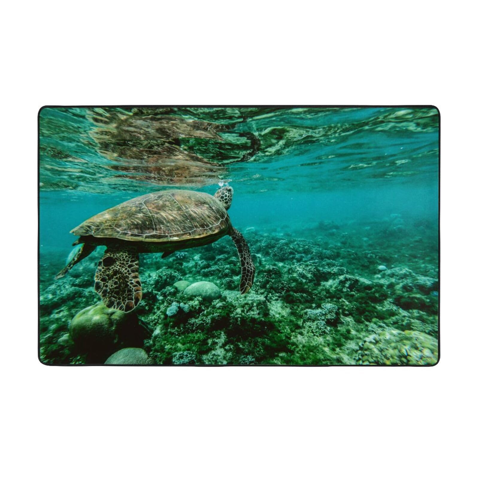 Grand tapis doux tortue de mer lavable pour salon et chambre