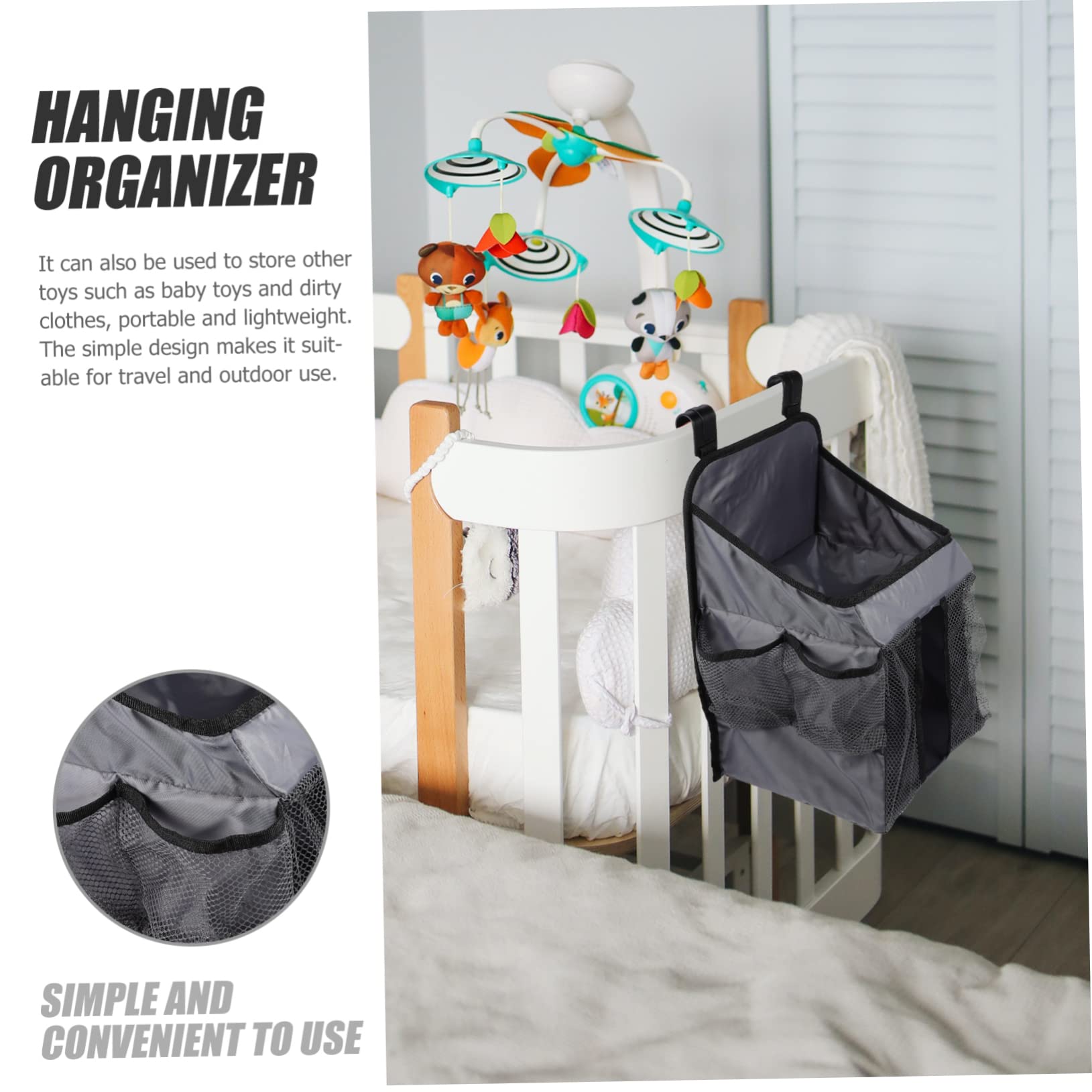 Bolsa de Almacenamiento para Cuna Colgante, Organizador de Pañales | Mesita de Noche, para Biberones y Juguetes, Plegable, Uso en Viaje y Exterior