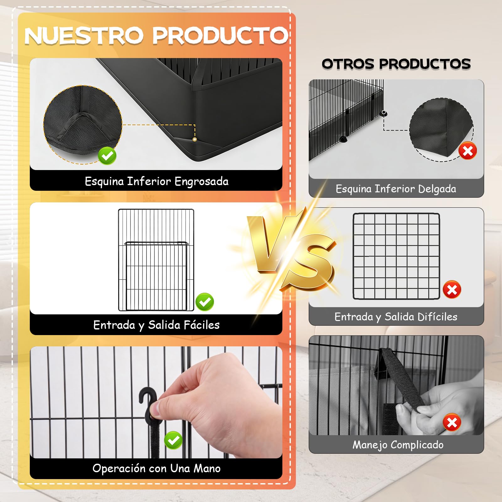 Recinto para animales pequeños, jaula interior con cubierta superior y forro impermeable para animales pequeños, 122 cm x 60 cm x 40 cm, recinto para conejos, hámster, erizo, cachorro