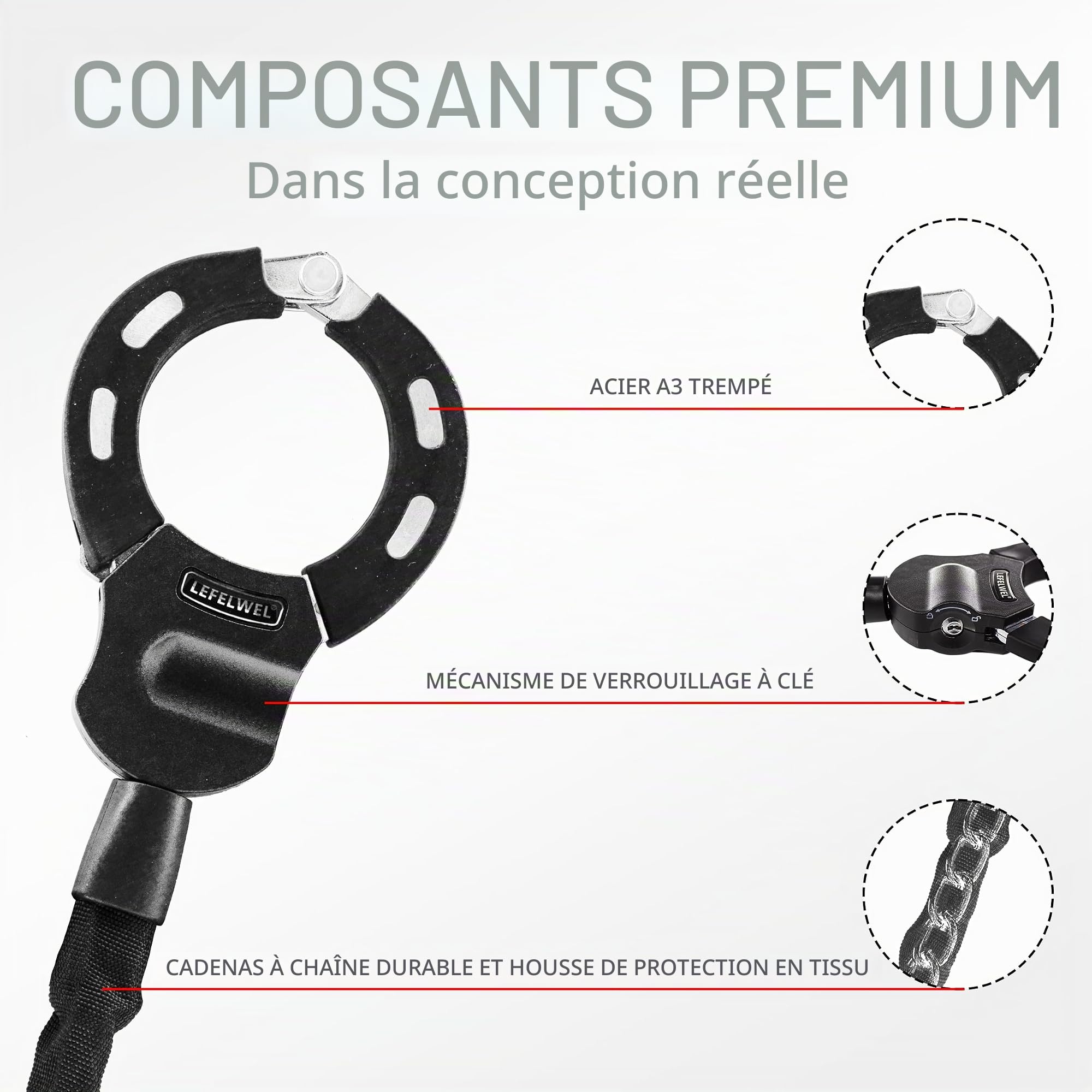 Serrure pour scooter électrique avec sac étanche, serrure à main pour scooters électriques et vélos, accessoires de scooter électrique