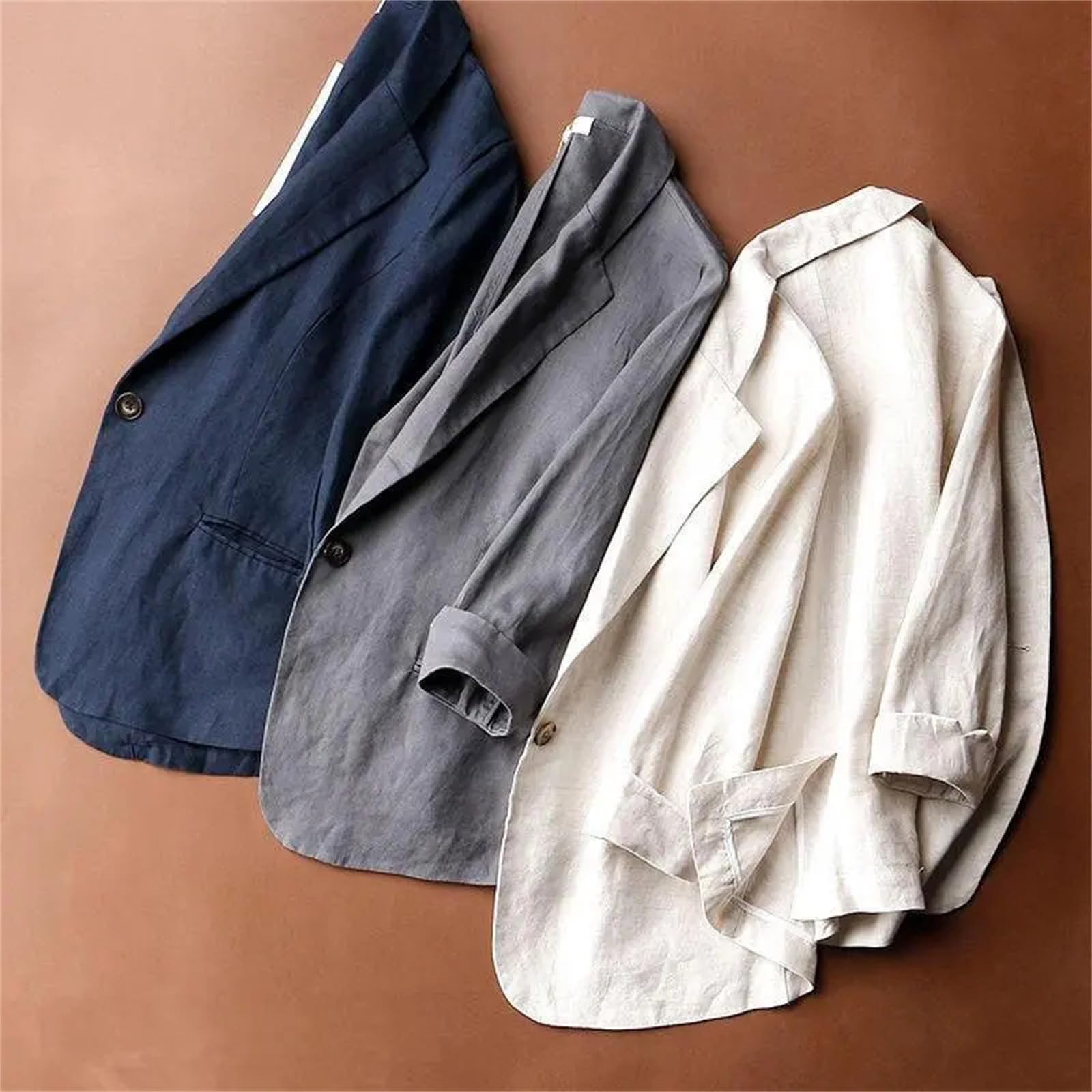 Blazer De Mujer, Chaqueta De Algodón Y Lino, Manga Tres Cuartos, Primavera Fina, Verano, Otoño, Blazers Elegantes Informales