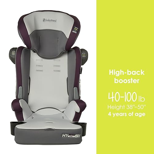 Miniatura 5 de Baby Trend Hybrid SI - Asiento elevador combinado 3 en 1 con protección contra impactos laterales, color ciruela