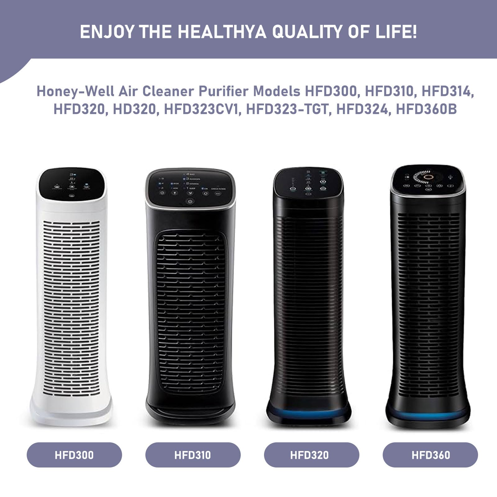 HFD300 Ersatzfilter kompatibel mit Honeywell Air Genius 3,4,5,6 Serie Luftreiniger-Modelle HFD300 HFD310, HFD320, HFD360, HFD314, HFD323CV1, 2 x HEPA und 4 x Aktivkohlefilter