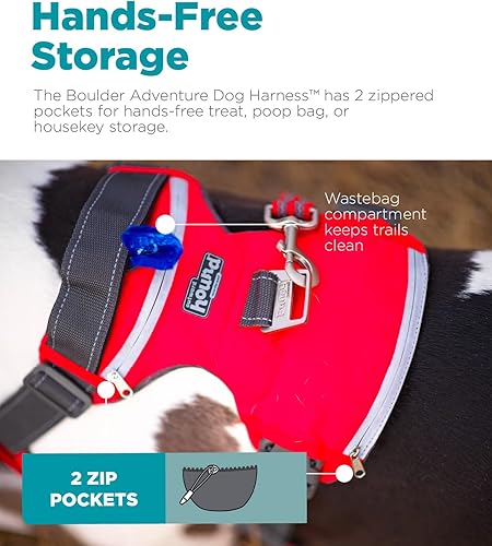 Miniatura 5 de Outward Hound Boulder Adventure Arnés ajustable para perro con bolsillos, rojo, grande