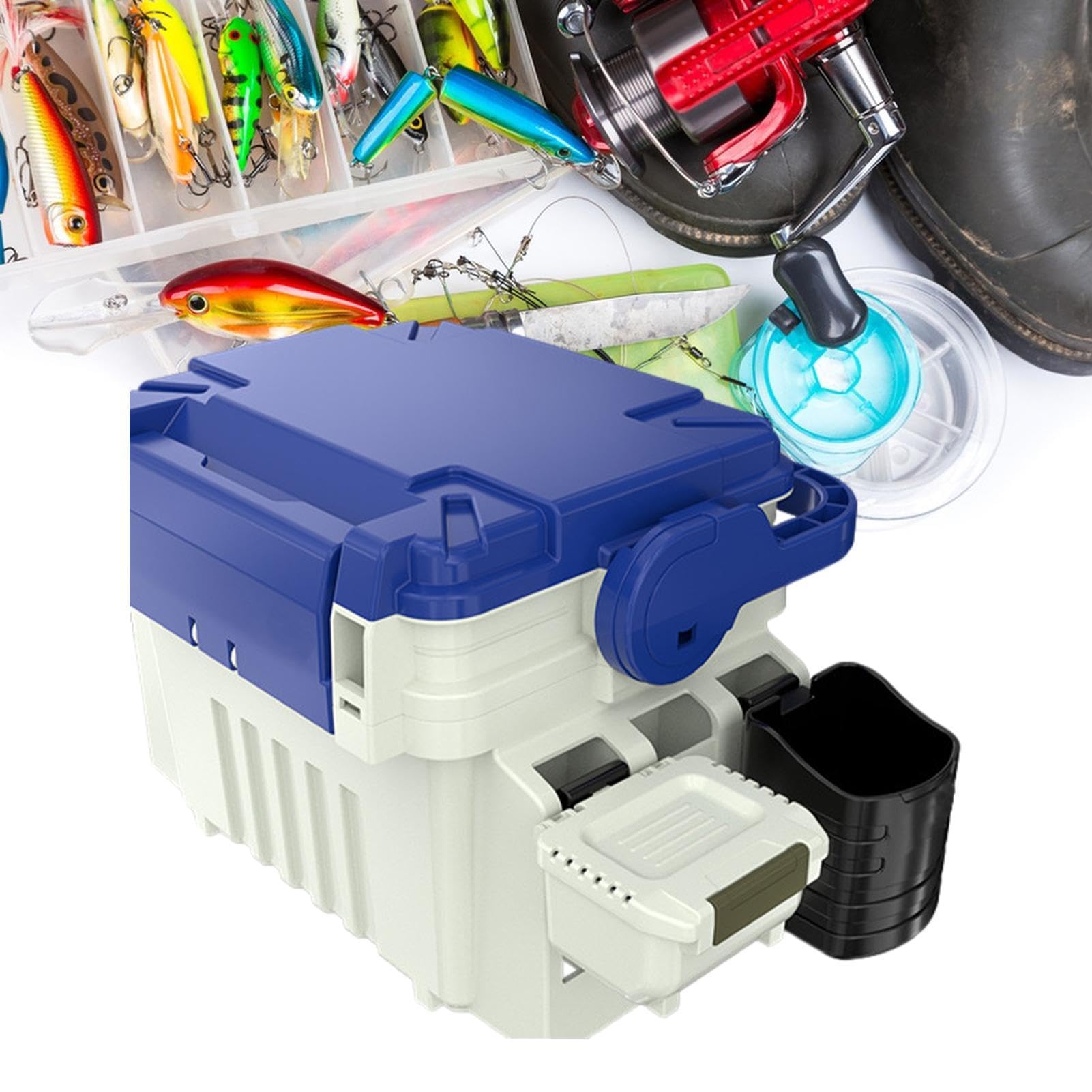 Scatola da pesca, organizer portatile per attrezzatura da pesca, scatola a doppio strato, custodia a doppio strato, scatola portaoggetti multifunzione in plastica per da pesca | Multiuso Contenitore Per Accessori Da Pesca, Ami, Paillettes, Esche, Lenze, P