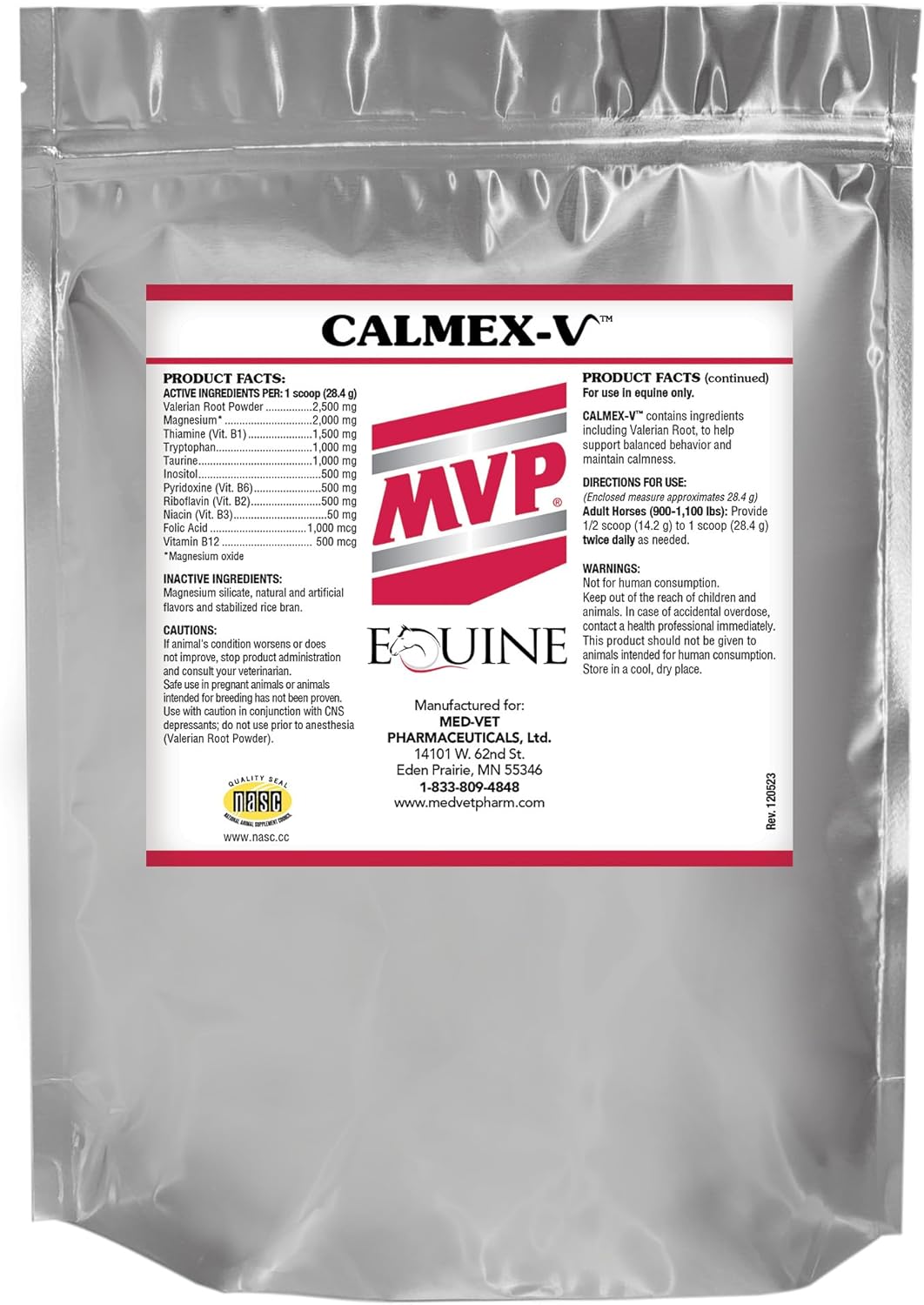 Calmex-V (2 lb) Calming Support for Horses.