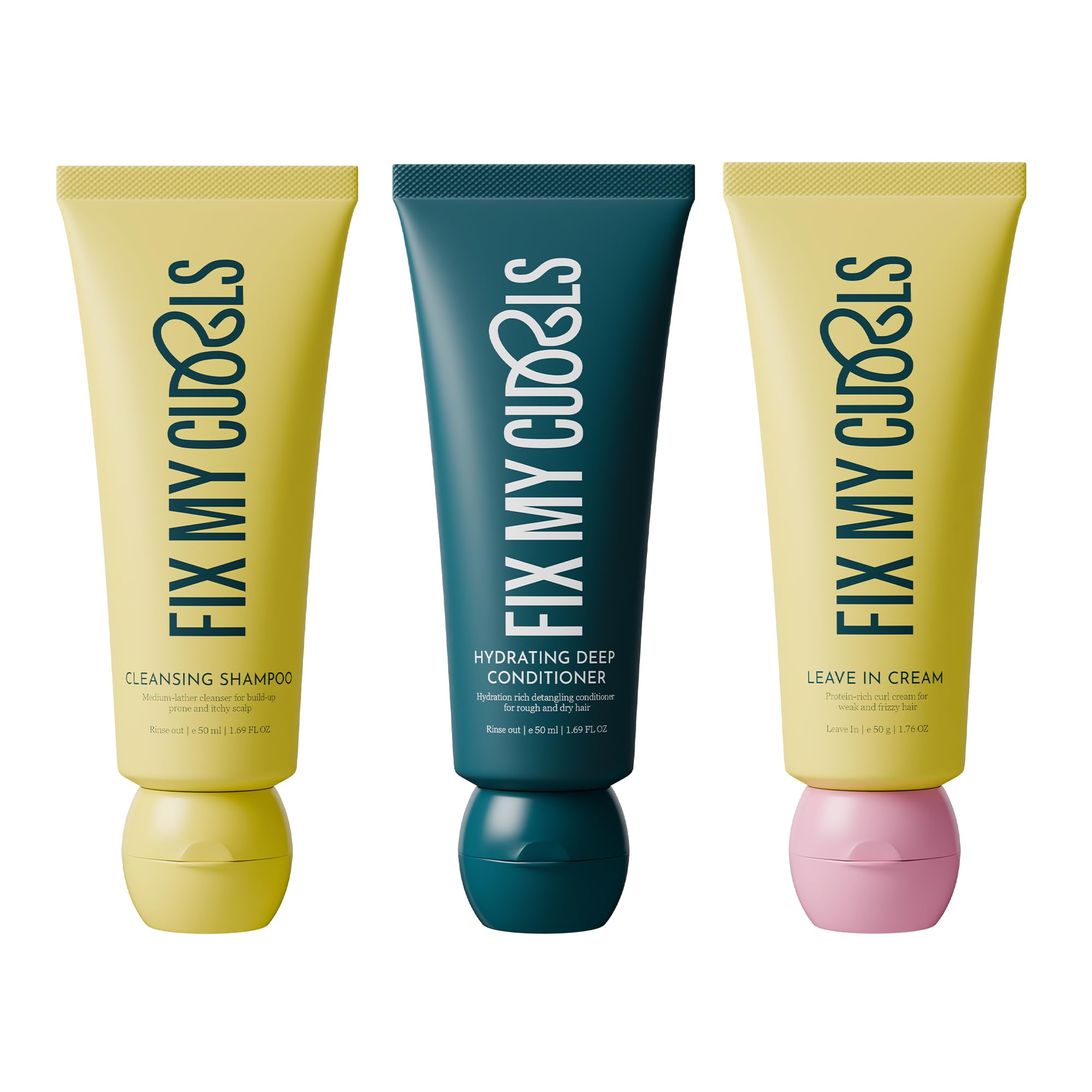 3 Step Curl Defining Bundle | Cleansing Shampoo, Hydrating Deep Conditioner & Leave in Cream | For Curly, Wavy & Frizzy Hair | Sulphate & Silicone Free | Curl Defining Kit (50gm each)