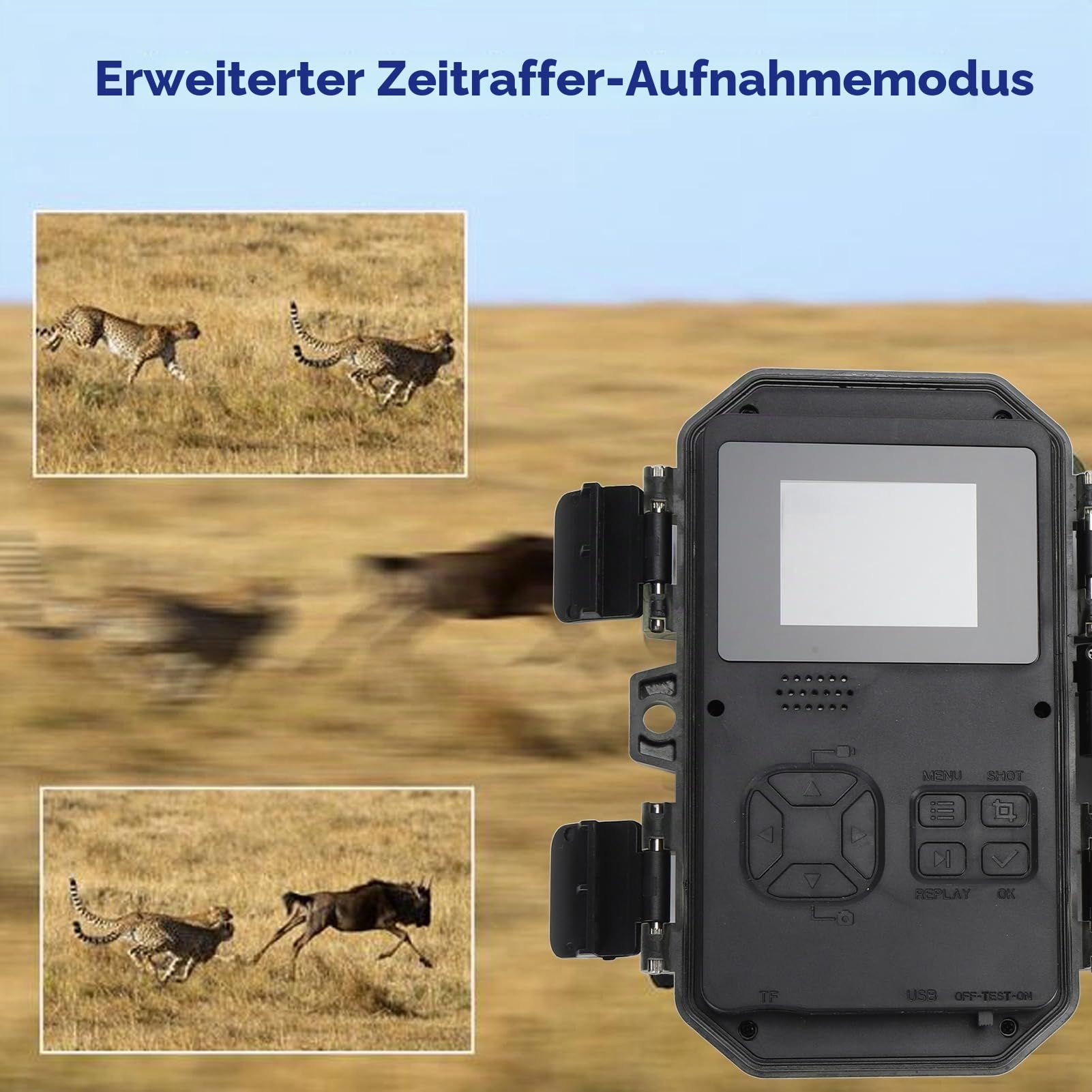 Wildkamera, 4K-Wildkamera mit Nachtsicht, Bewegungsaktivierte Jagdkamera mit 0,2-Sekunden-Auslöser, IP66 Wasserdicht, 120° Weitwinkel Zur Wildtierüberwachung
