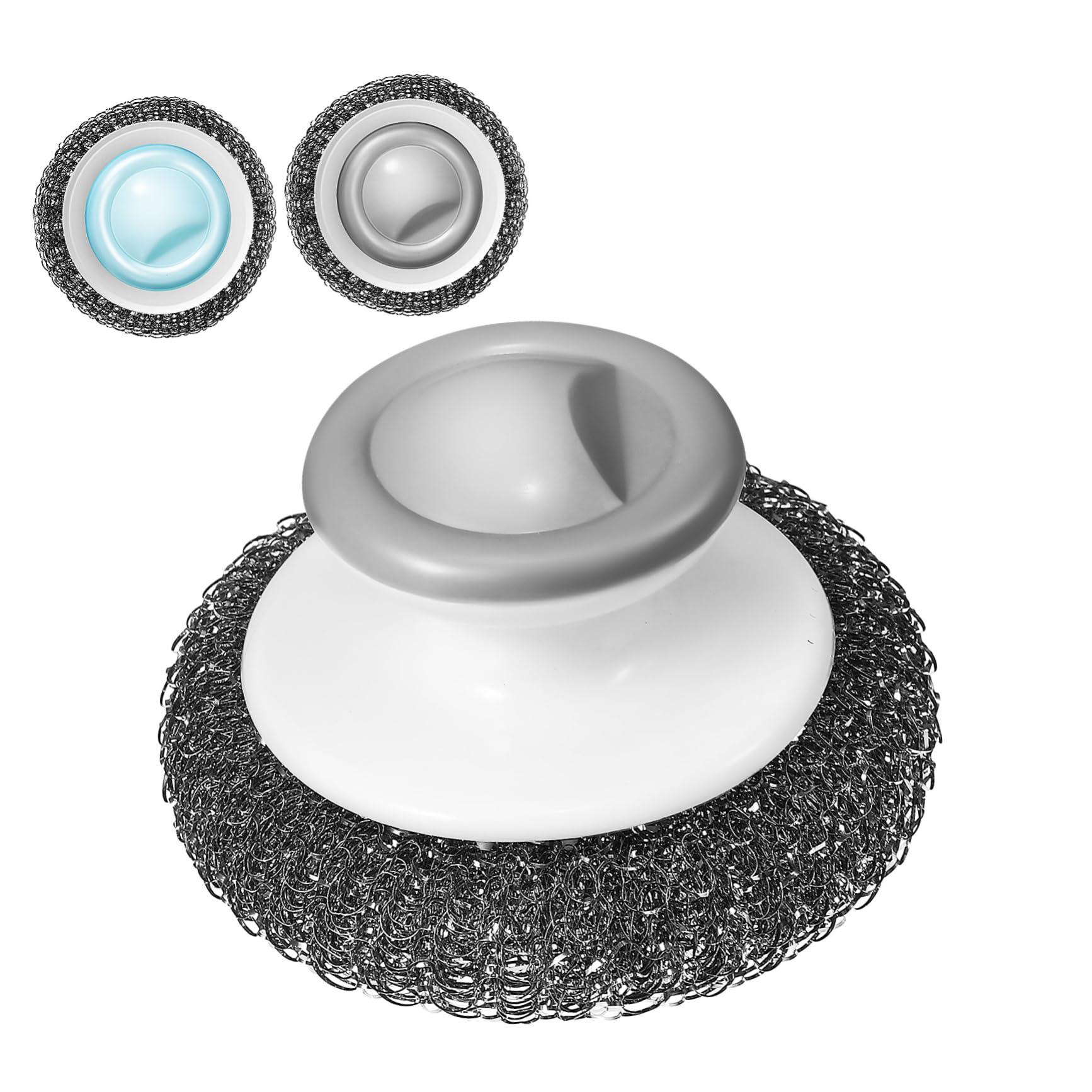 TOVINANNA 3-Piece Stainless Steel Scrubber Set Dish Cleaning Pan Brush for Kitchen Dish Brush Handle for Kitchen Sink