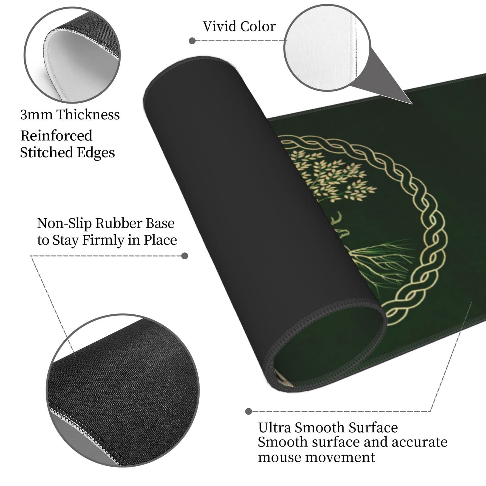 Ritual Celta Nórdica Vikinga Diosa Wicca Yule Gaming Teclado Alfombrilla de Ratón Accesorios Gigante Extendida XL con Borde Cosido y Base de Goma Antideslizante para Hogar y Oficina (80 x 30 cm)