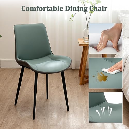 Vista 91 de Sillas de comedor, modernas sillas de comedor de piel sintética con patas de metal resistentes, asiento tapizado, sillas laterales decorativas