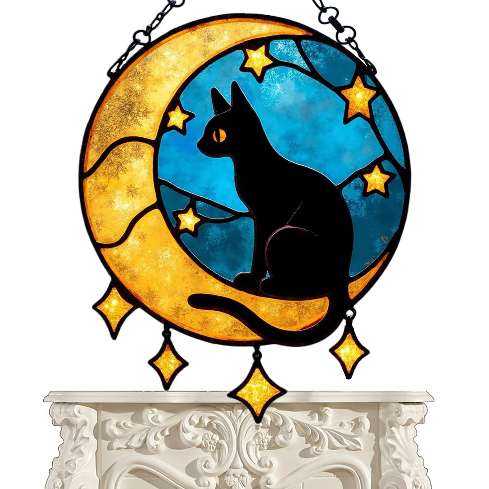 Attrape-soleil chat pendentif lumineux pour harmonie interieure