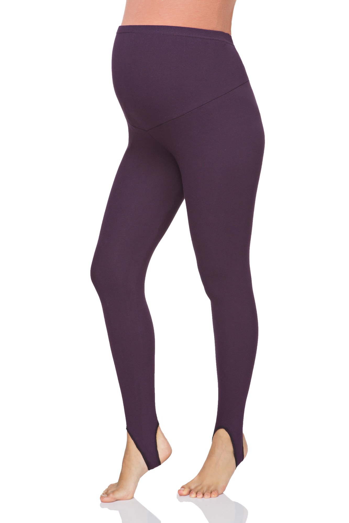 SOFTSAIL Damskie legginsy ciążowe ze strzemionami wsparcie brzucha ciążowe ciepłe grube bawełniane spodnie polar wewnątrz PREGLS