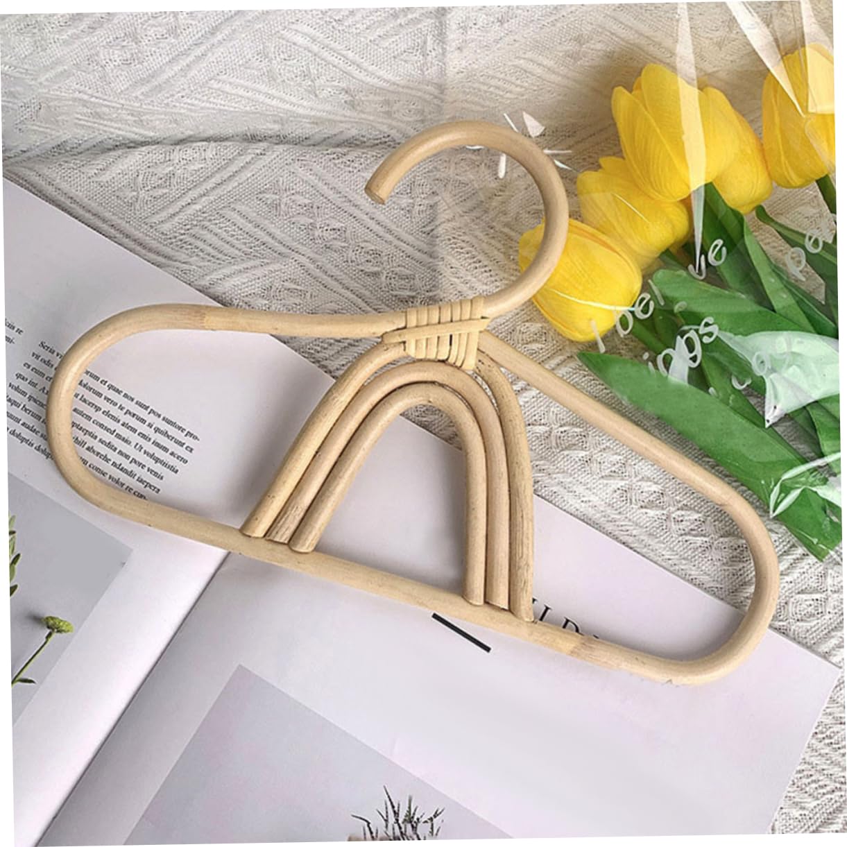 KOMBIUDA Rattan Hangers for Home Set of 2 and Smooth for Boys and Girls' Clothes and Nursery Dec