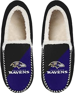 Unisex NFL Officially Licensed Sherpa-Lined Color Block Moccasin Slippers