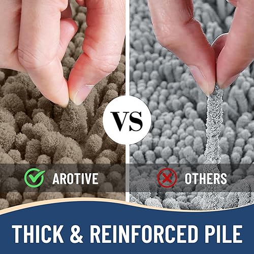 Miniatura 6 de Arotive - Alfombra para el baño de felpilla, extrasuave, gruesa, absorbente, peluda, antideslizante, lavable en lavadora, apta secadora, afelpada