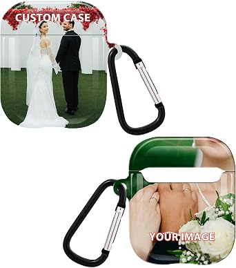 Custom Airpods Case, Customize Airpod Case Cover with Your Photo/Text/Name Personalized Airpod Case with Keychain Airpods 1&2