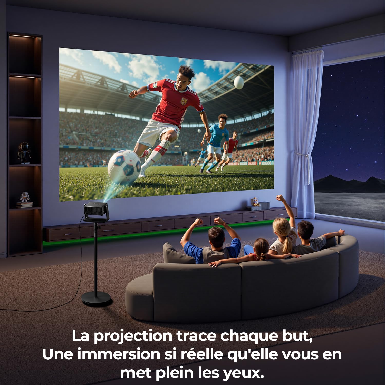 Einyoumily Vidéoprojecteur, Compatible Netflix 1080P, WiFi6 & Bluetooth | Retroprojecteur Focus Électrique/Correction Trapézoïdale, Compatible 100000 Apps, Heimkino/Outdoor