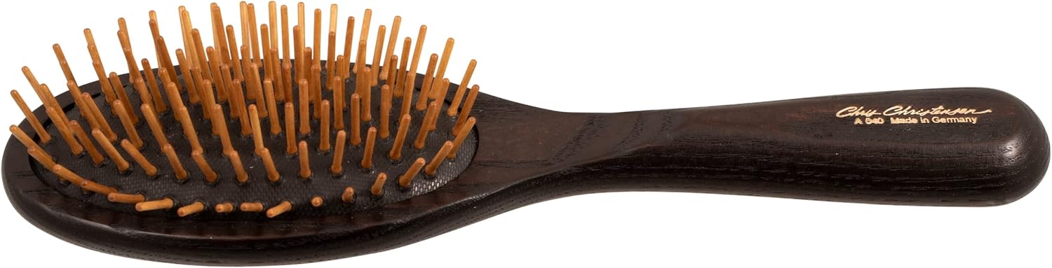 Chris Christensen Detangle and Finishing Spray Bundle: Ice on Ice Detangler for Elasticity & Strength + 20mm Oval Wood Pin Brush - Static Free