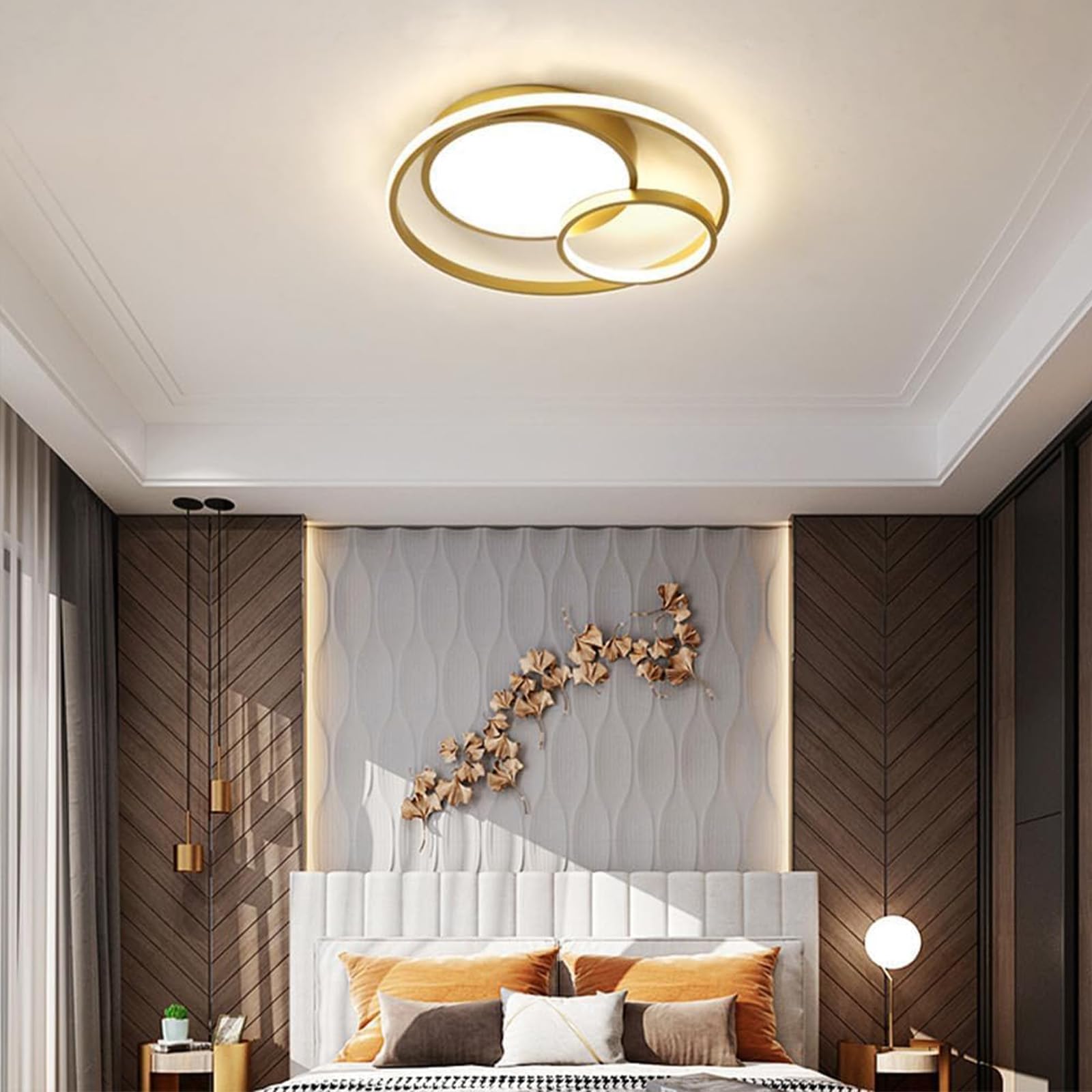 Ściemnialna lampa sufitowa LED z pilotem metalowa akrylowa lampa sufitowa nowoczesne okrągłe oświetlenie sufitowe do sypialni salonu biura 3000 K-6500K (czarny + biały, 40 cm)