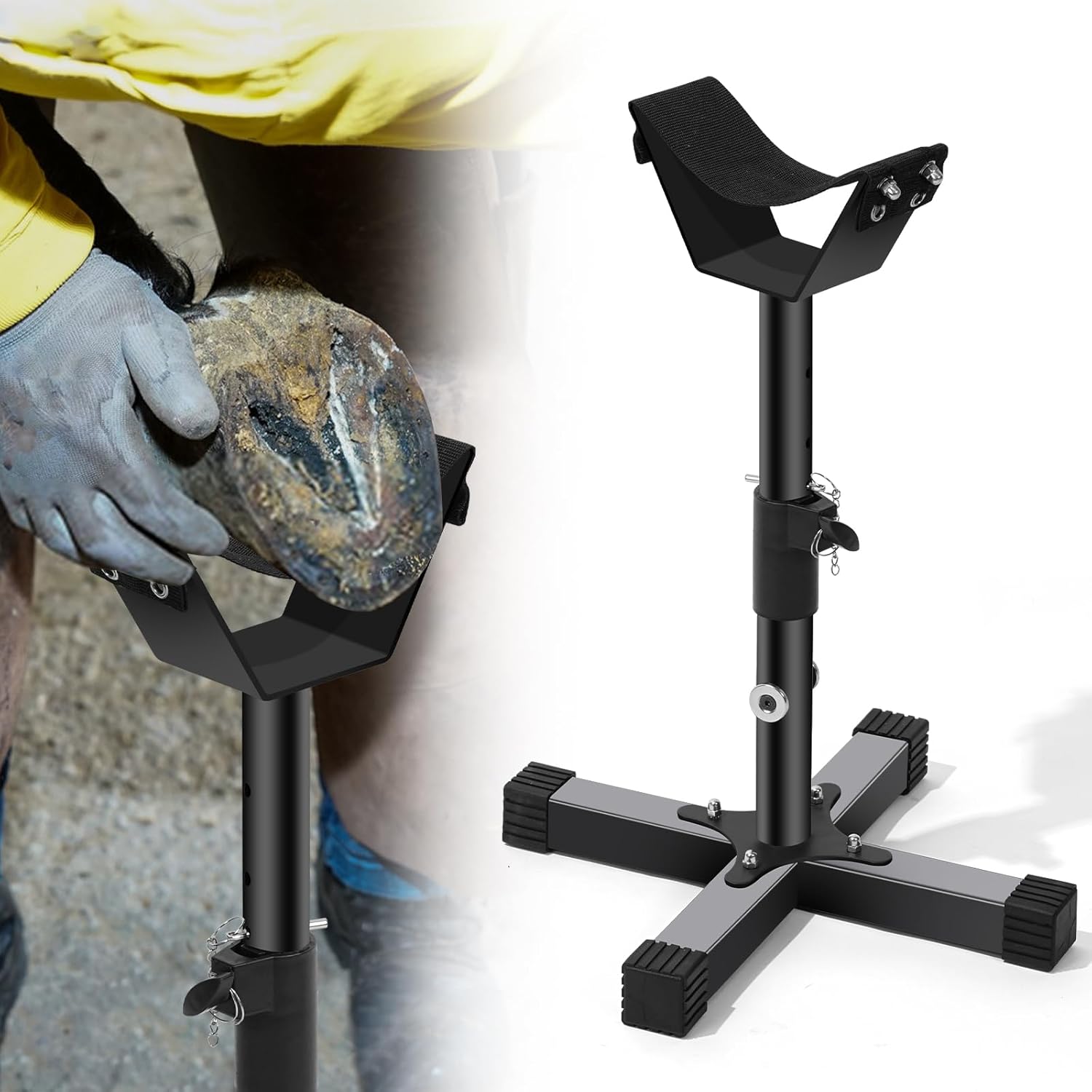 Adjustable Farrier Stand Hoof Stand for Horses Metal Hoof Stand Hoof Jack Farrier Stand Horse Trimming Shoeing Barefoot Horse Hoof Trimming Tools Grip Hoof Care Tools Veterinary Instruments