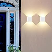 Vista 29 de Paquete de 4 luces de pared para exteriores, apliques de pared LED para exteriores/interiores, IP65, impermeables, cuadradas, de aluminio, lámparas