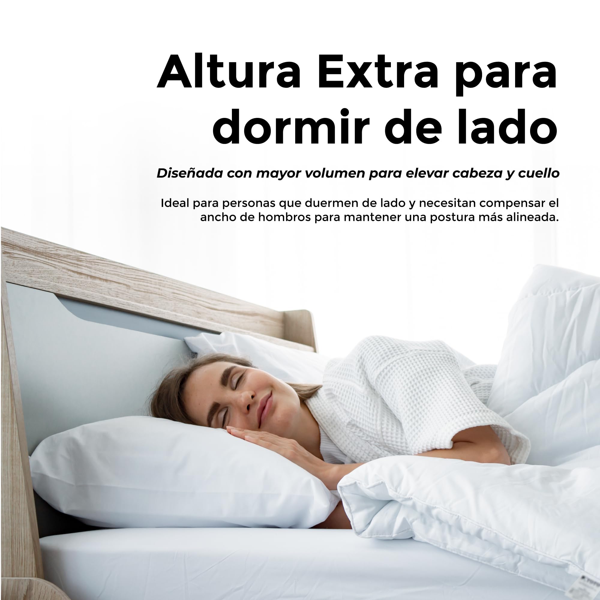 Aznar Almohada Cardada Extra Firme Extra Alta Soporte Cervical Ergonomico Gran Volumen para Dormir De Lado Funda Lavable Transpirable Recuperacion Forma 150 cm