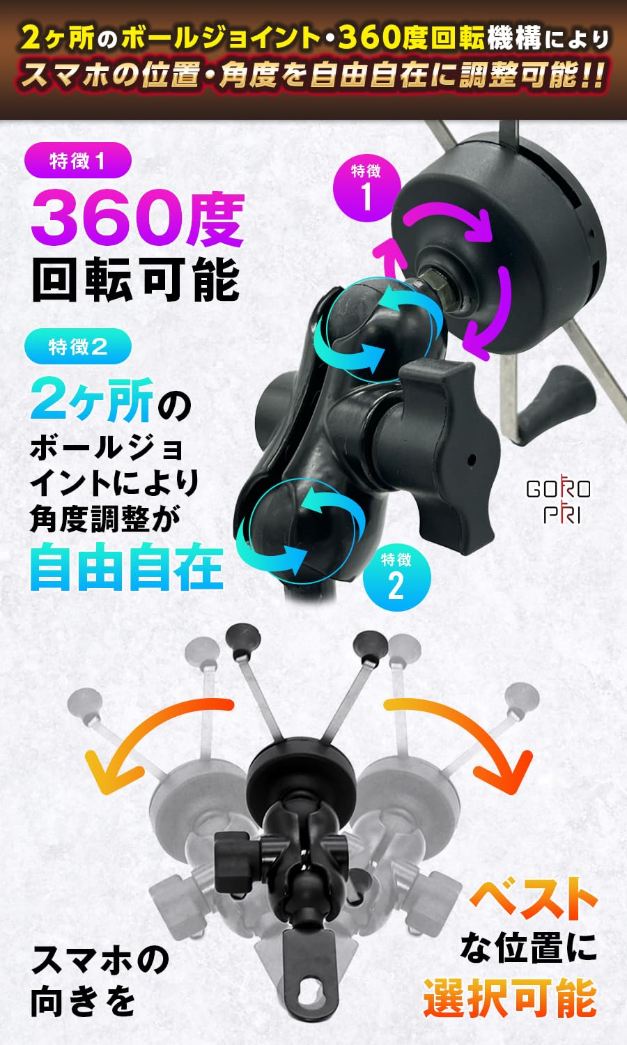 Amazon.co.jp: 【GOROPRI】 原付 スマホホルダー バイク スクーター