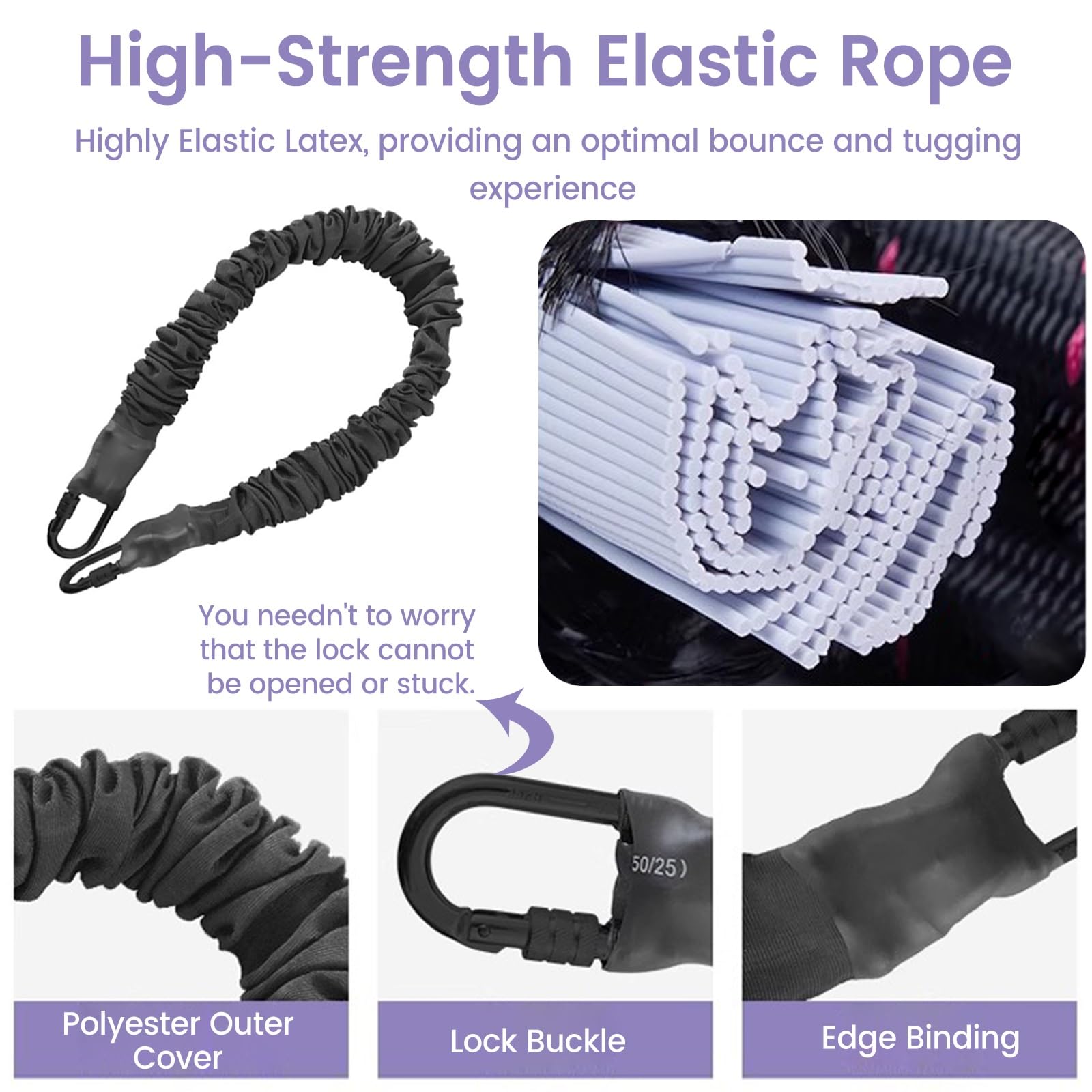 Bungee Fitness Cords & Imbracatura di sospensione per esercizio, corda elastica ad alta resistenza per allenamento di resistenza, supporta fino a 100 kg