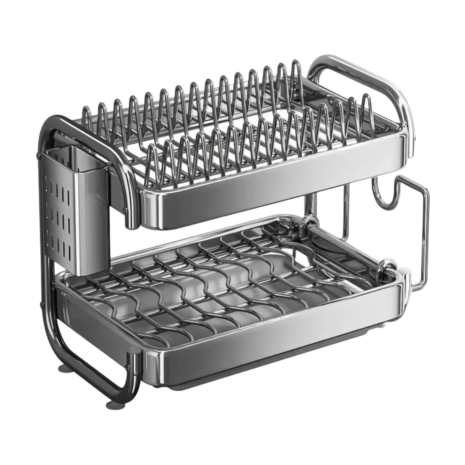 Msioytog Duty Nonrust Steel Organizers with Detachable Board Rack and Utensils Dryer C Shape Space Saving Structure Nonrust Steel Drying Rack