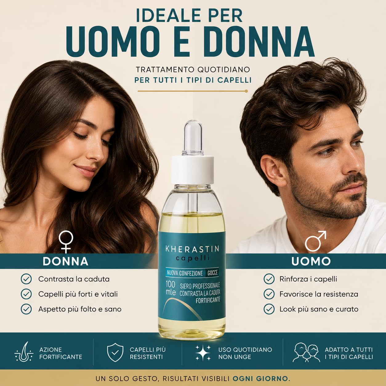 Kherastin Gocce 200ml Trattamento Anticaduta Capelli Uomo Donna | Extra Forte, Rinforza Bulbo, Stimola Ricrescita, Fortificante Naturale