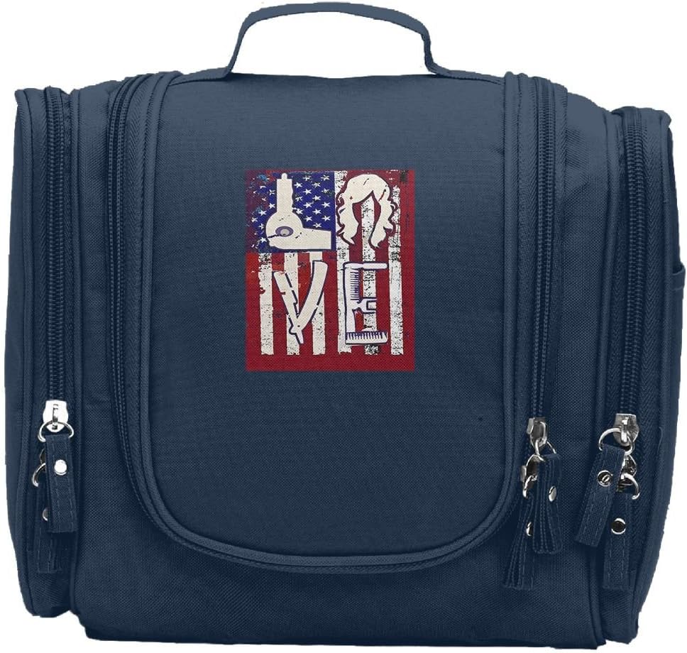 HRhzb Distressed Love Flag Hairdressers Multifunction Cosmetic Bag&Case Portable Makeup Pouch Waterproof Travel Handbag Organizer Toiletry Bag For Men And Women