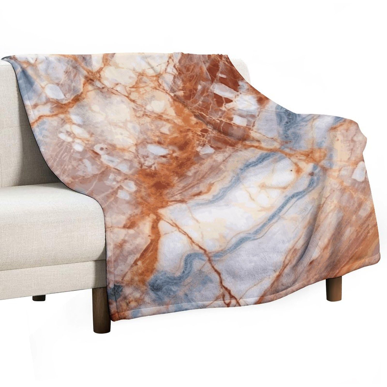 Couverture en flanelle effet marbre 178x203cm pour lit et canapé