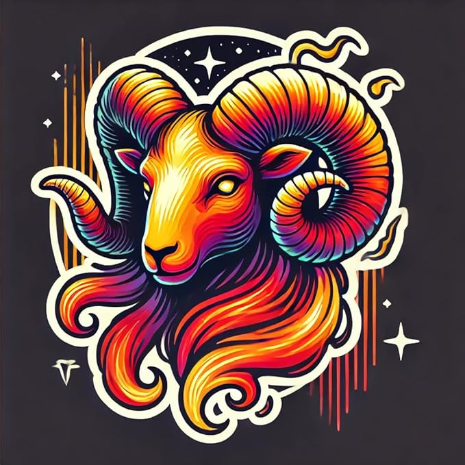 Fiery Aries Zodiac Ram Sticker for Laptop, Wall, Car, Window, Waterproof Decal for Trucks and Water Bottles – Celestial Flame Design (6)